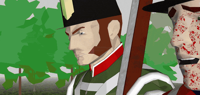 Animated storyboard of soldiers in the ranks as cannon fire strikes, from Animatic #3 | Cannon Fire
